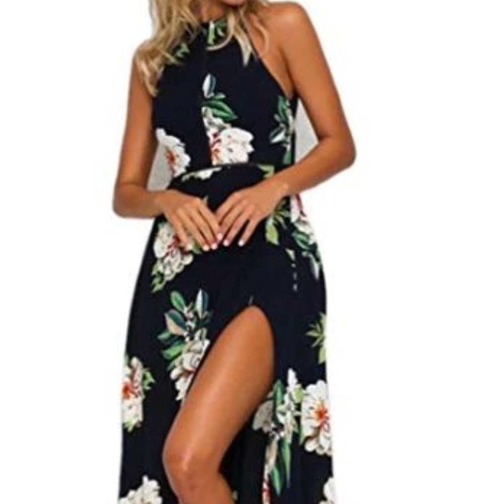 Sexy Unique Floral High Split Dress